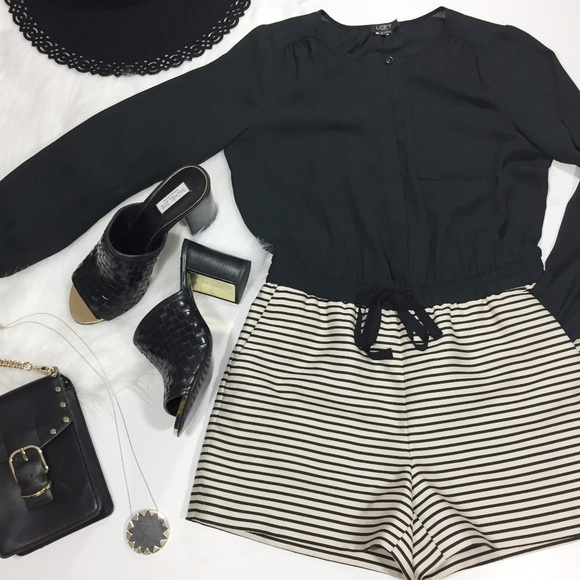 LOFT Pants - Ann Taylor LOFT Black & Cream Romper